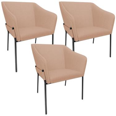 Imagem de Kit 3 Cadeiras Para Sala De Jantar Estar Living Olívia L02 Linho Rosê - Lyam Decor
