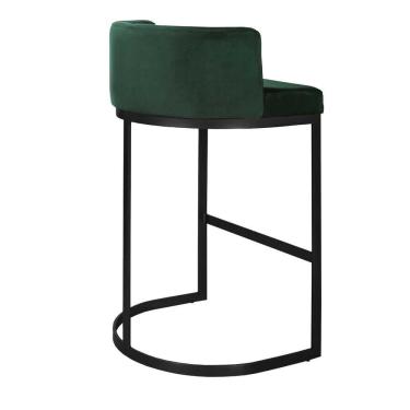Imagem de Banqueta Alta Estofada Estrutura Aço Carbono Belly Ii Base Preto 75cm Suede Verde