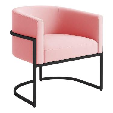 Imagem de Poltrona Decorativa Luana Veludo Com Pés De Ferro Preto 7 Decor Rosa