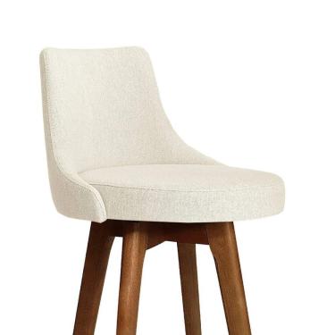 Imagem de Kit 03 Banquetas Alta Giratória Com Encosto Copacabana Para Balcão Cozinha Linho Bege - Aurora Line