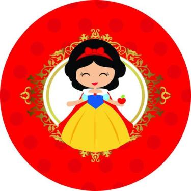 Imagem de Painel de Lona Redondo Branca de Neve Cute Maçã Poá Vermelho - Fabrika