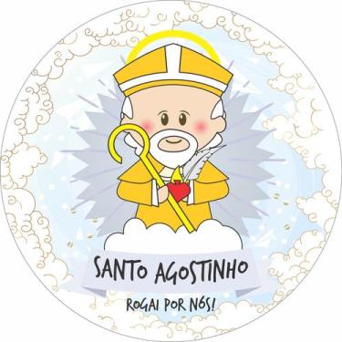 Imagem de Painel de Tecido Sublimado Redondo Santinhos Católicos Santo Agostinho