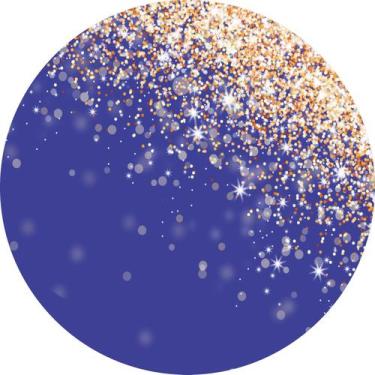 Imagem de Painel de Lona Redondo Glitter Dourado Fundo Azul - Fabrika De Festa, 