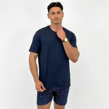 Imagem de Pijama Baunilha Manga Curta com Bermuda Xadrez Masculino-Masculino