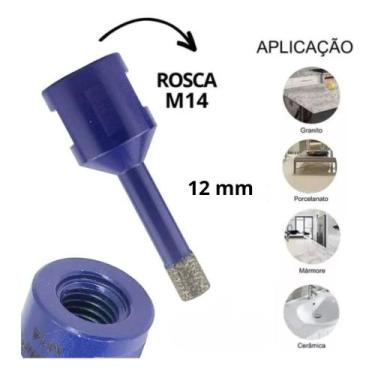 Imagem de Serra Copo Diamantada 12mm Porcelanato Ceramica Marmore Rosca M14 Esme