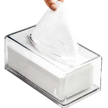 Imagem de Porta Lenços Máscara Papel Caixa Acrílico Transparente - Lorben