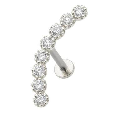 Imagem de Piercing de Prata 925 Curvado Cravejado Com Pedras Delicadas - Loja da