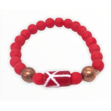 Imagem de Pulseira Xangô Firma Vermelho Cristal e Silicone 30g - Lua Mística