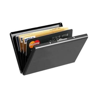 Imagem de Carteira Masculina Fina De Alumínio Com Bloqueio RFID, Porta-Cartões M