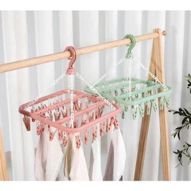 Imagem de Varal Roupa Intima Pendura Cueca Prendedores Gancho Calcinha Meia Seca