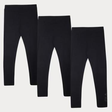 Imagem de Kit Calça Legging Infantil Fila Letter Fun II Menina 3 Peças, Preto, 8