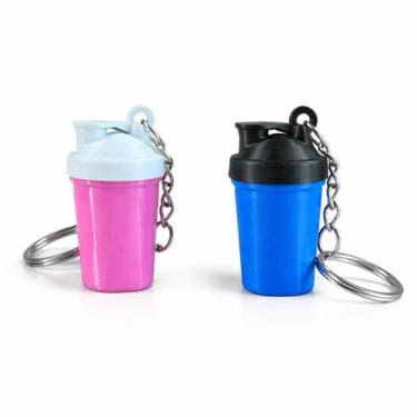 Imagem de Chaveiro Coqueteleira Rosa Azul Barulho Divertido Academia Cor:Rosa - 