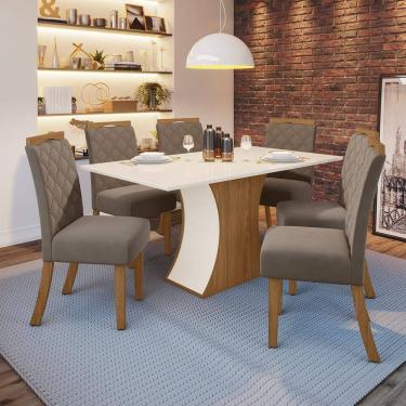 Imagem de Conjunto Sala de Jantar Tampo MDF Canto Reto 160 Cm 06 Cadeiras Arian Casa 812