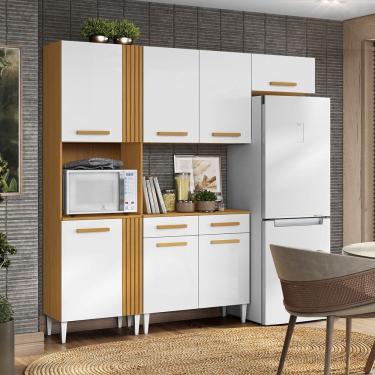 Imagem de Cozinha Compacta Juma com Balcão 90cm Cinamomo Branco Aramóveis