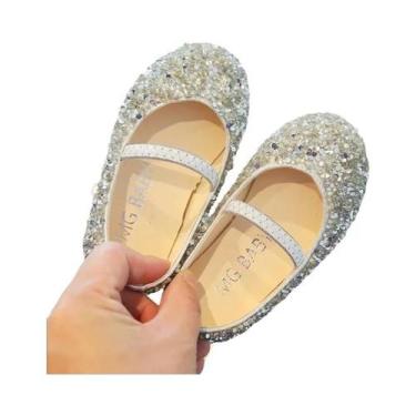 Imagem de Sapatos De Princesa Com Lantejoulas E Cristais Para Meninas, Solado Ma