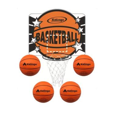 Imagem de COMP Kit 4 Bolas Tamanho 3 + Cesta de Basquete Infantil Indicado para 