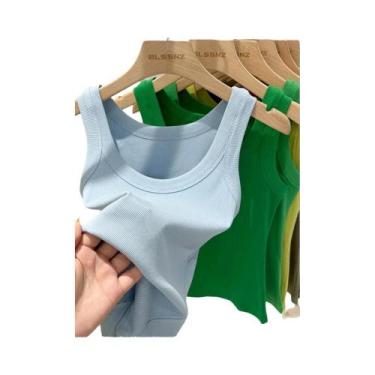 Imagem de Camiseta Sem Mangas Feminina De Gola Redonda Em Malha Lisa, Básica E E