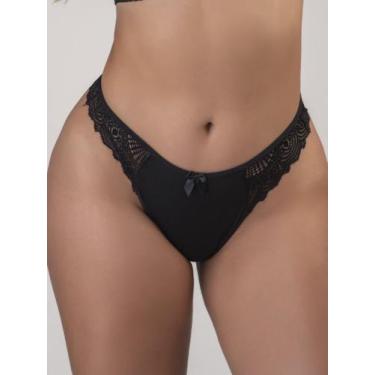 Imagem de Calcinha De Microfibra Com Lateral De Renda - Treacy Lingerie, P, Pret
