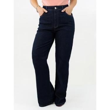 Imagem de Calça Feminina Wide Leg Alta Jeans Escuro Tradicional Anticorpus-Feminino