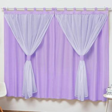 Imagem de Cortina Varão Simples Quarto Bebê e Criança Menina Lilás 2mX1,70m  - L