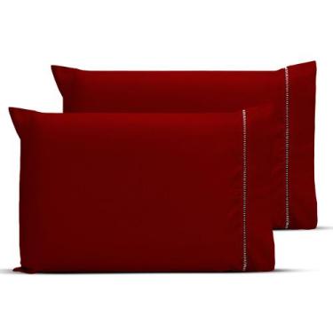 Imagem de Kit 2 Fronhas Ponto Palito 90x50cm Percal 180 Fios 80% Algodão - Bem M
