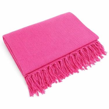 Imagem de Manta Sofá Gigante Rosa 2,40x1,80m 100% Algodão Artesanal Franjas Deco