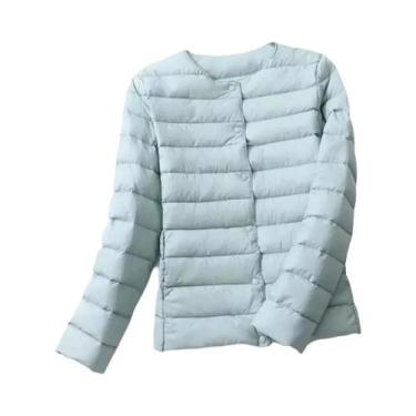 Imagem de Casaco Feminino Leve De Plumas Com Gola O Ou Gola V, Jaqueta Puffer Ac