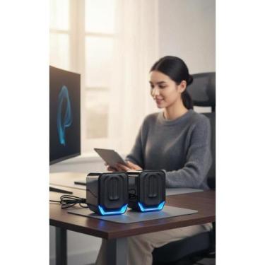 Imagem de 2x Caixa Som Mini USB 12W P/ PC c/ Controle Volume - Congratulations S