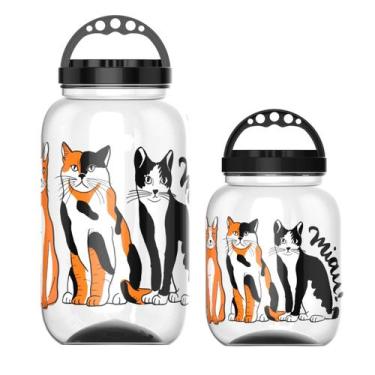 Imagem de Kit 2 Potes Porta Ração Petiscos Cachorro 3,6l 1,4LT Container com Alç