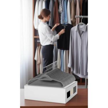 Imagem de 2x 50 Cabides Veludo Cinza Slim Antideslizante Guarda-Roupa - Congratu