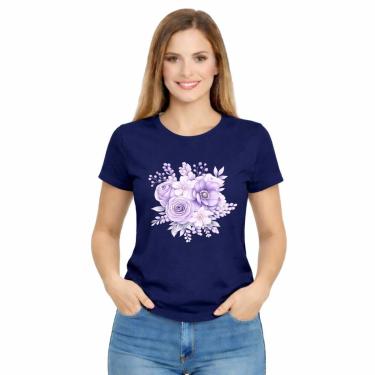 Imagem de Camiseta Feminina Floral Buquê Confortável Estampa Delicada-Feminino