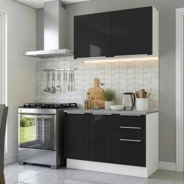 Imagem de Armário de Cozinha Compacta 120 cm Branco/Preto Lux Madesa 01, Branco/