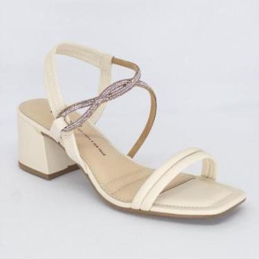 Imagem de Sandalia Dakota Salto Bloco Conforto Feminina Strass Brilho-Feminino