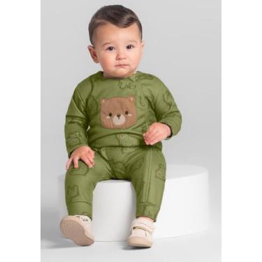 Imagem de Macacão bebê menino peluciado Brandili Baby, Verde, G