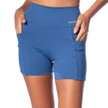 Imagem de Short Feminino Estilo do Corpo New Premium Bolsos Azul, Azul, M