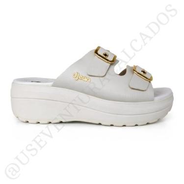 Imagem de Sandalia ortopédica dijean papete fivela ajustavel leve, Off white, 35