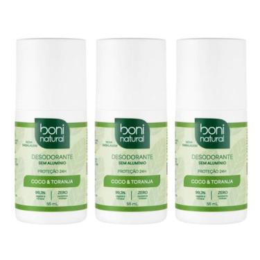 Imagem de Kit 3 Desodorante Roll-On Coco e Toranja 55ML Boni Natural