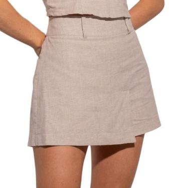 Imagem de Short Saia Feminino Linho Xadrez Sawary Fashion - SAWARY FASHION , M, 