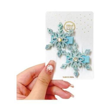 Imagem de Presilha De Cabelo Infantil Frozen Floco De Neve 2 Peças Princesa Elsa
