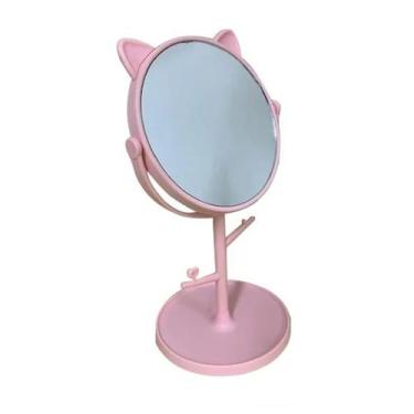 Imagem de Espelho De Mesa Redondo Gatinho Decoração para Maquiagem - Inter, Rosa