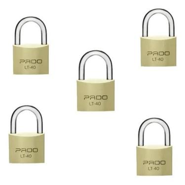 Imagem de Kit 5 Cadeado Pado 40mm Mesmo Segredos Iguais Mesma Chave