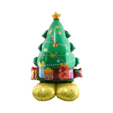 Imagem de Decoração De Árvore De Natal Grande Com Papai Noel, Pinguim, Cervo E B