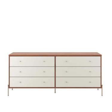 Imagem de Cômoda 6 Gavetas Jasper 182 cm - Off White Fosco c/ Canella - Champanh