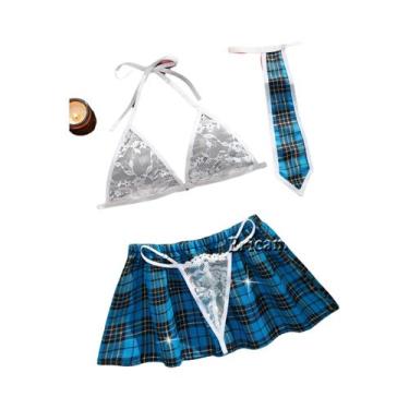 Imagem de Conjunto De Lingerie Sexy Feminina Para Cosplay: Sutiã, Minissaia Aber