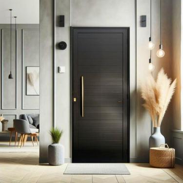 Imagem de Porta de Aluminio Lambril 210x80cm com Puxador Super Abertura Esquerda