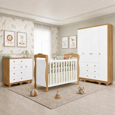 Imagem de Conjunto Quarto de Bebê Nina MDF Off White Amêndoa Espresso Móveis