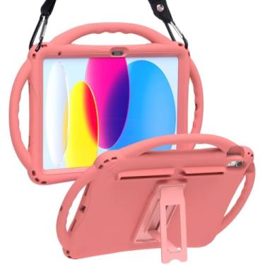 Imagem de TOPESCT Capa infantil para iPad de 11 polegadas (A16) 11ª geração 2025,10.9 cm iPad 10ª geração 2022 - Feita de silicone adequado para crianças, com protetor de tela integrado, capa com alça à prova