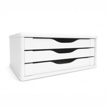 Imagem de Suporte de Monitor 3 Gavetas, Mdf Branco - Souza & Cia (Ref: 3343)
