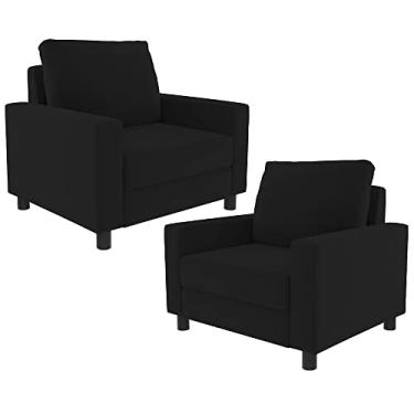 Imagem de Kit 02 Poltronas Decorativas Para Sala De Estar E Recepção Malta L02 Suede Preto - Lyam Decor