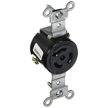 Imagem de Leviton 4870 15-Amp, 250-Volt, 3 fases Y, receptáculo de bloqueio único, grau industrial, sem aterramento, preto